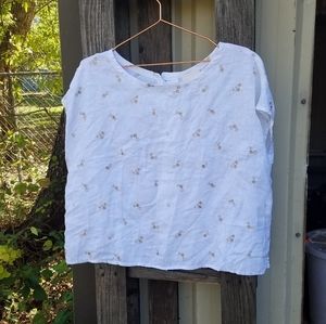 Cynthia Rowley Linen Embroidered Blouse